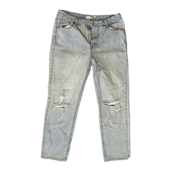 a loves a Womens Distressed Jeans Light Wash Button Fly Ripped Denim Pants SZ 31 - Picture 1 of 7